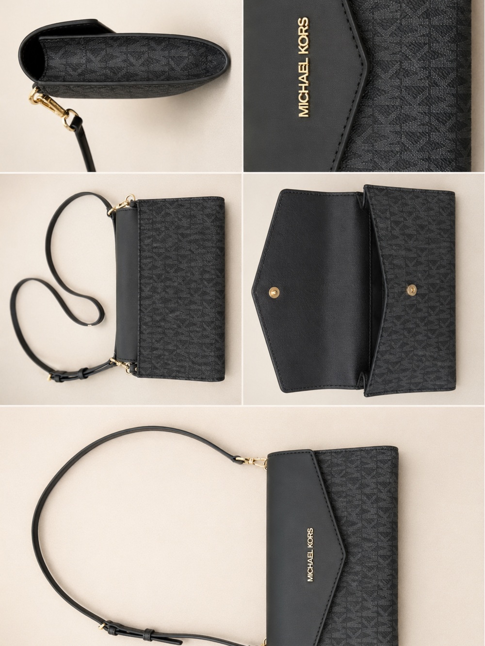Michael Kors Black MK Monogram Crossbody